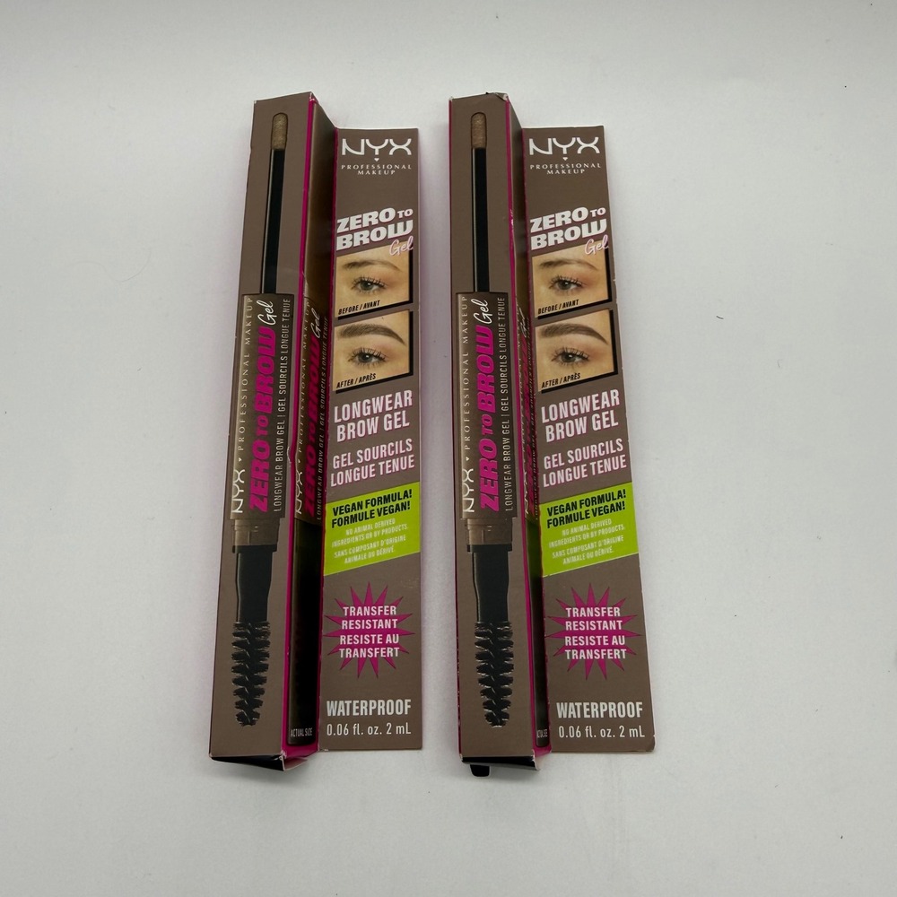NYX Zero To‎ Brow Longwear Gel Waterproof Ash Blonde 2 Pack ZTBG02 New